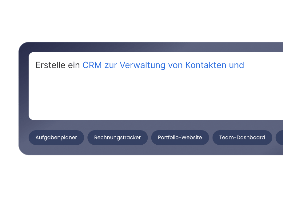KI-gestützte No-Code-Plattform zur Erstellung von Websites, Geschäftsanwendungen, Dashboards und CRM-Tools über natürliche Spracheingaben