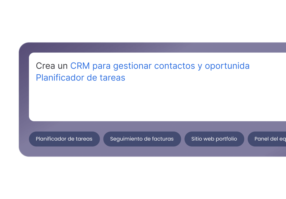 Plataforma sin código con IA para generar sitios web, aplicaciones empresariales, paneles de control y herramientas CRM a partir de instrucciones en lenguaje natural