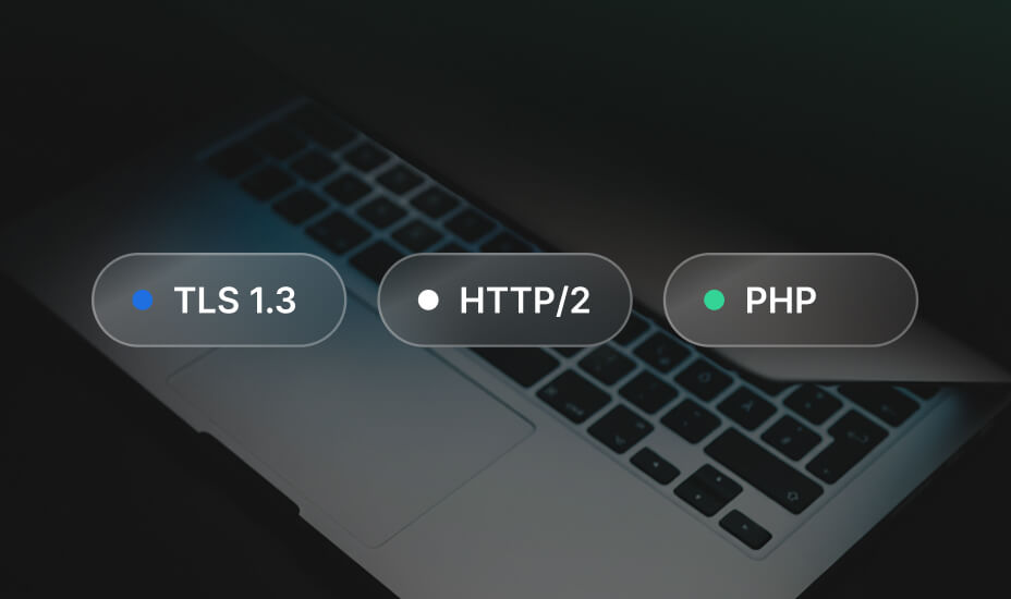 Server running the latest PHP and MySQL versions, HTTP/2, and TLS 1.3