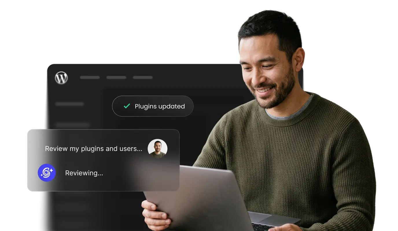SiteGround AI Agent for WordPress reviewing and updating plugins from a single prompt