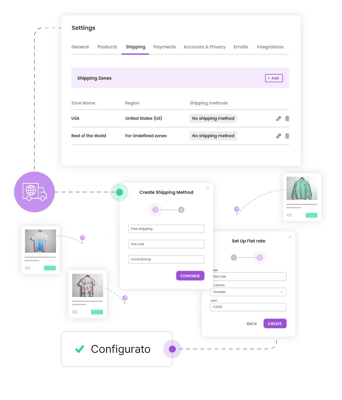 Configura le opzioni di spedizione come desideri