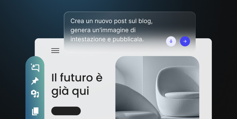 Interfaccia dell\'Agente IA di SiteGround per WordPress che mostra un prompt per creare e pubblicare un post sul blog