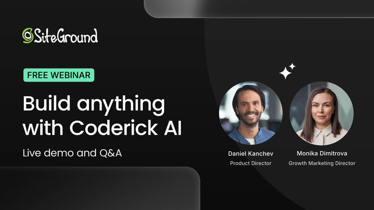 Webinar thumbnail: building a website or app with Coderick AI