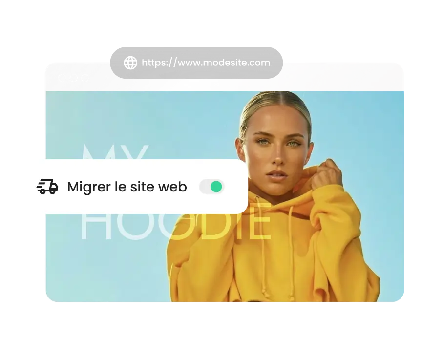 Option de migration de site en un clic, simple et sans souci, pour les agences partenaires de SiteGround, affichée sur la boutique ecommerce de mode d’un client.