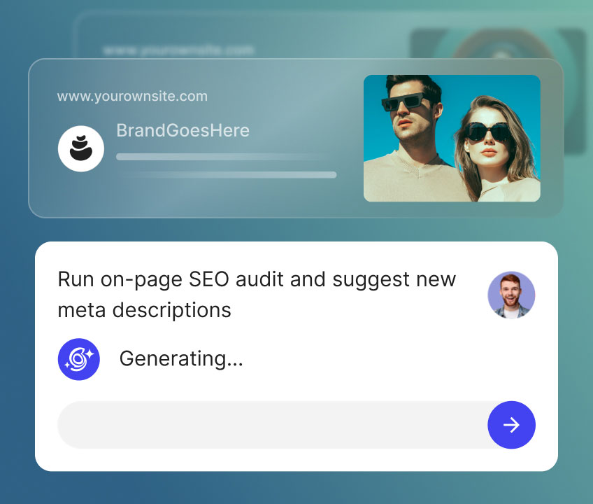 AI agent for WordPress, running an on-page SEO audit and generating meta descriptions by chat