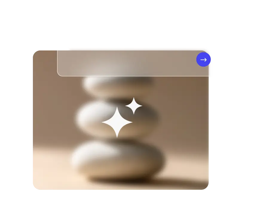 KI-Bilddesigner-Schnittstelle mit einer verschwommenen abstrakten Komposition und funkelnden Symbolen, die die automatische Verbesserung und Erstellung von Produkt- oder Markenbildern repräsentieren.