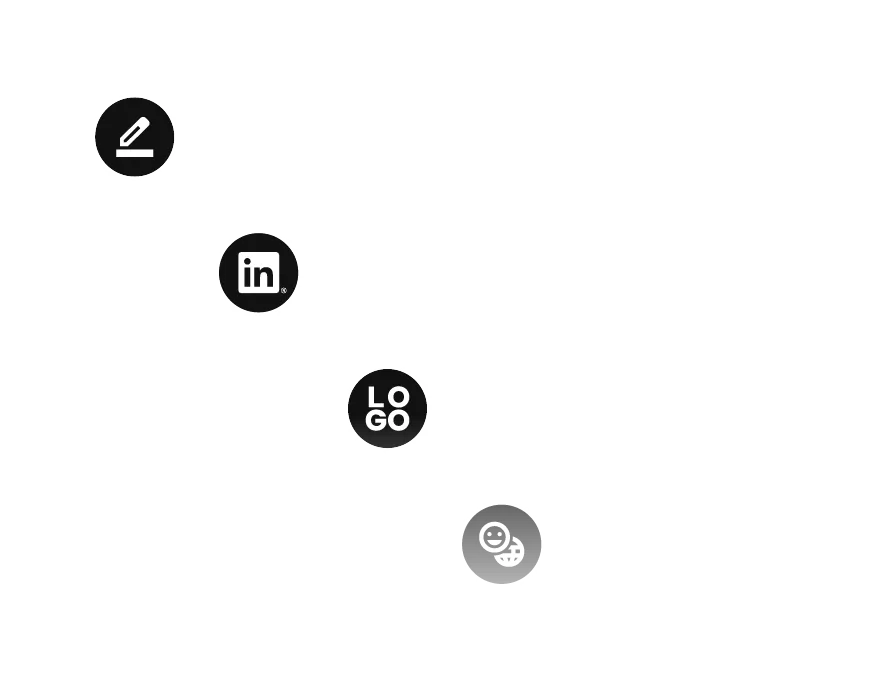 Un conjunto de etiquetas interactivas para asistentes de IA especializados, como el Copywriter, Gestor de LinkedIn, Diseñador de logotipos y Traductor, que muestran la variedad de herramientas expertas disponibles en el ecosistema.