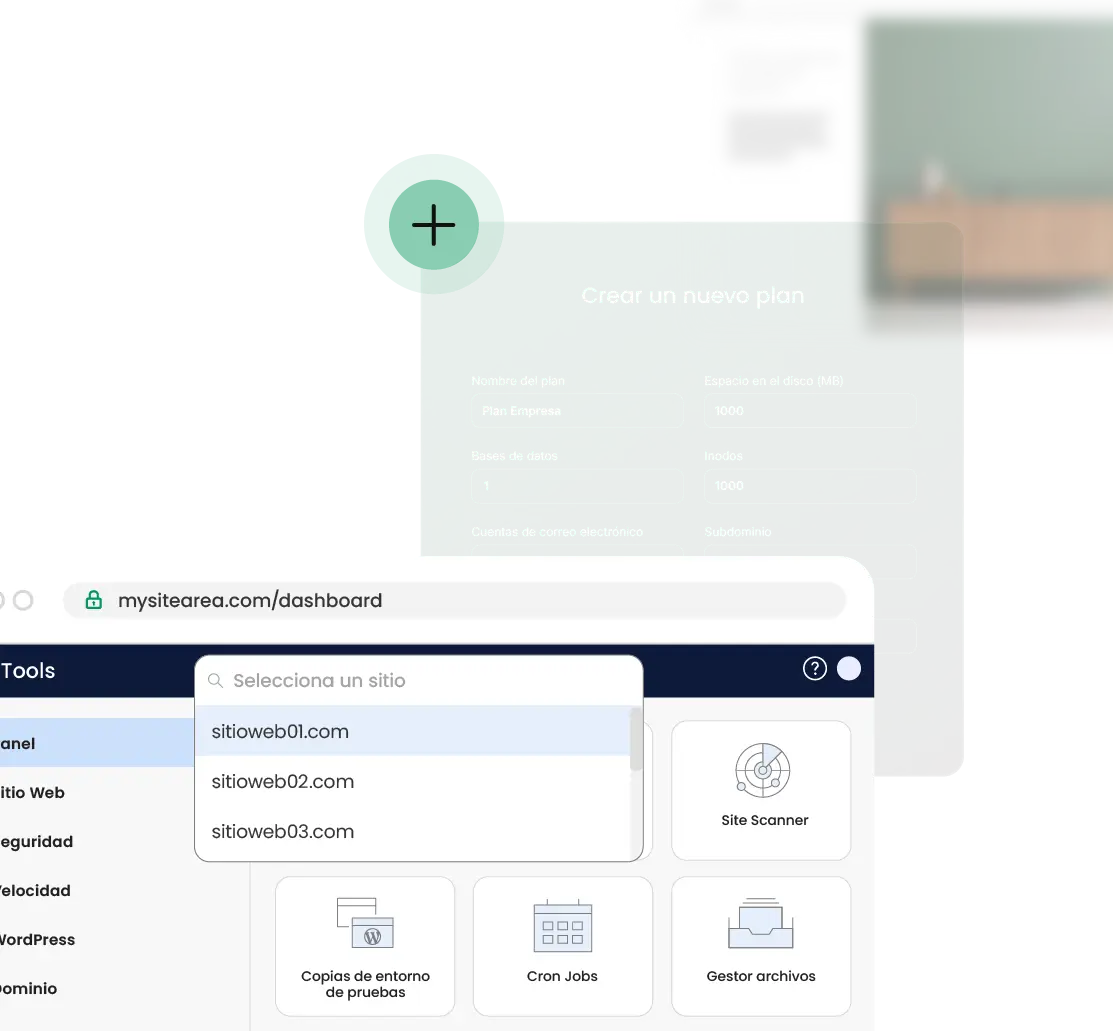 Una mujer sonriente sostiene una tableta, con gráficos superpuestos que muestran la opción de escalado automático y gráficos de rendimiento.