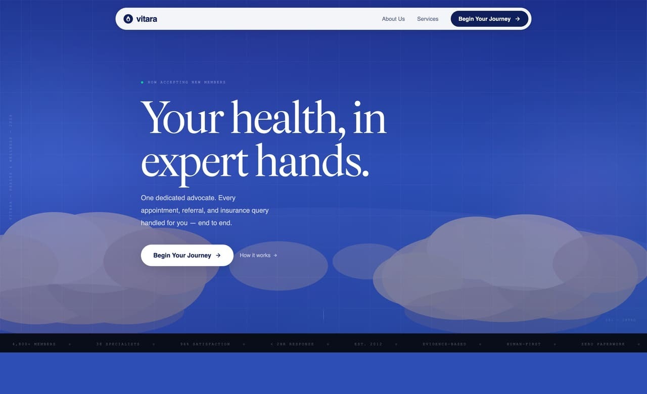 Template per sito web per attività wellness di Coderick AI con orari dei corsi e sezioni di prenotazione