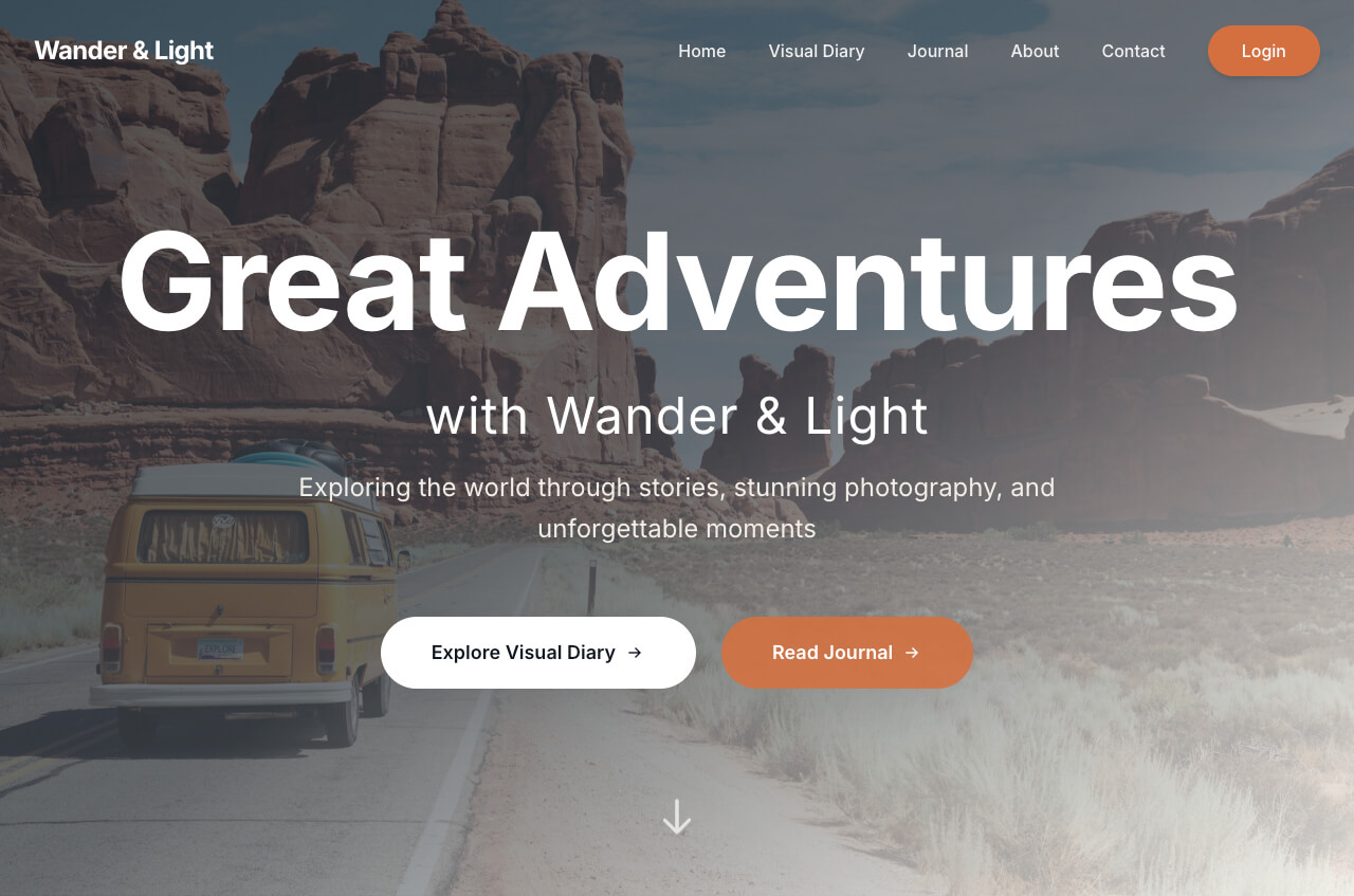 site de style de vie et de voyage : mise en page axée sur les photos pour le storytelling