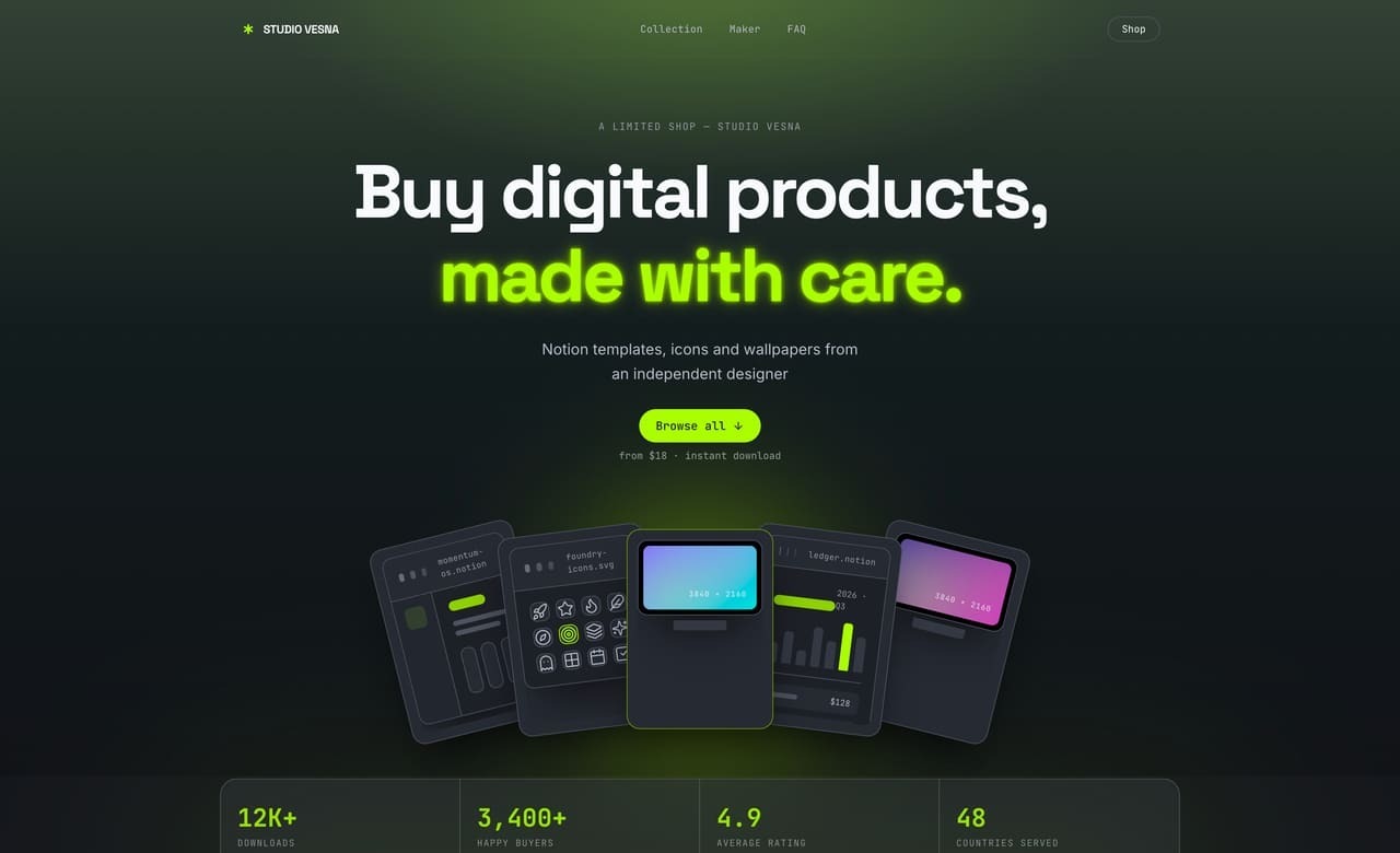 Template per prodotti digitali di Coderick AI con opzione 
