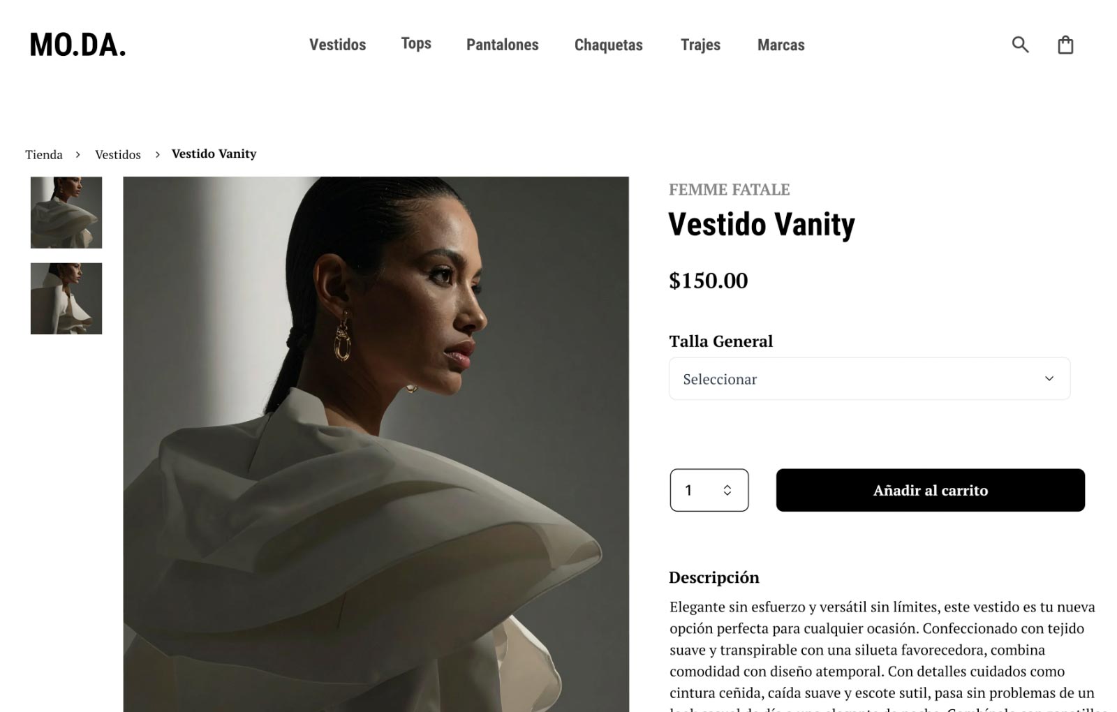 La página de inicio del sitio web de moda MO.DA. muestra la colección 'Fancy Summer', destacando etiquetas independientes premium y estilos modernos minimalistas.