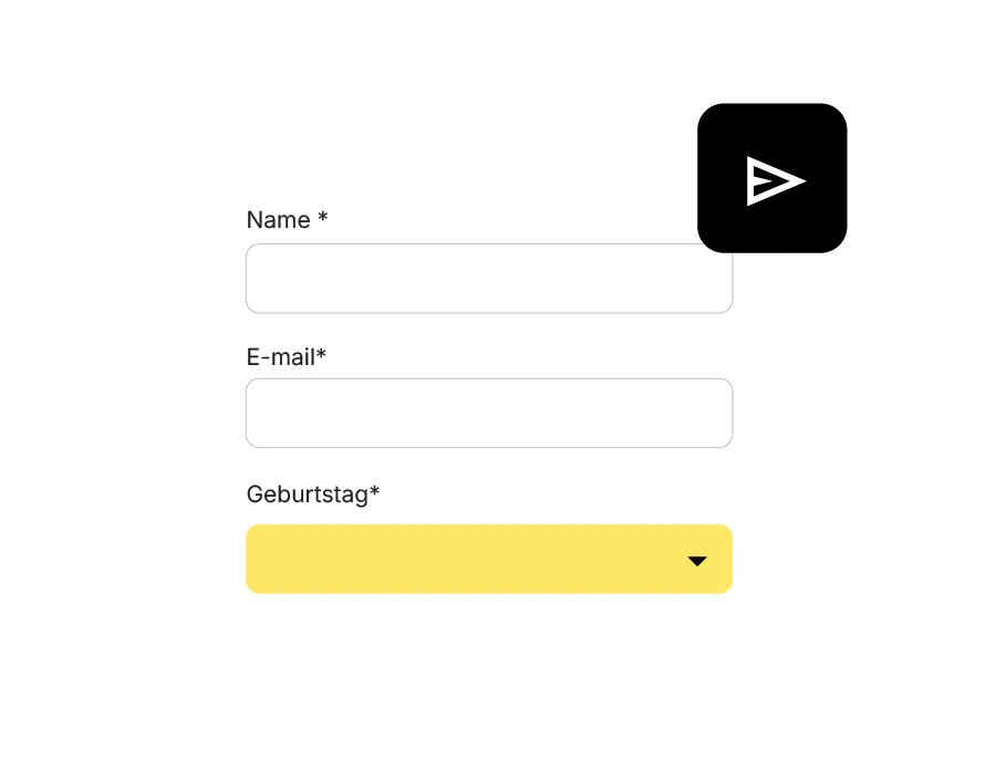 SiteGround-E-Mail-Anmeldeformular, das Abonnentendaten wie Name, E-Mail-Adresse und Geburtstag als benutzerdefinierte Felder für eine bessere Zielgruppensegmentierung erfasst.
