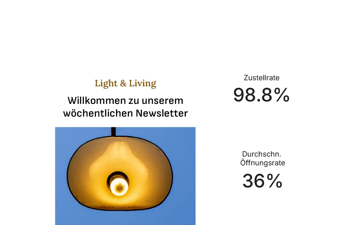 SiteGround-E-Mail-Marketing-Plattform mit einem wöchentlichen Newsletter mit einer Zustellrate von 98,8 % und einer durchschnittlichen Öffnungsrate von 36 %.