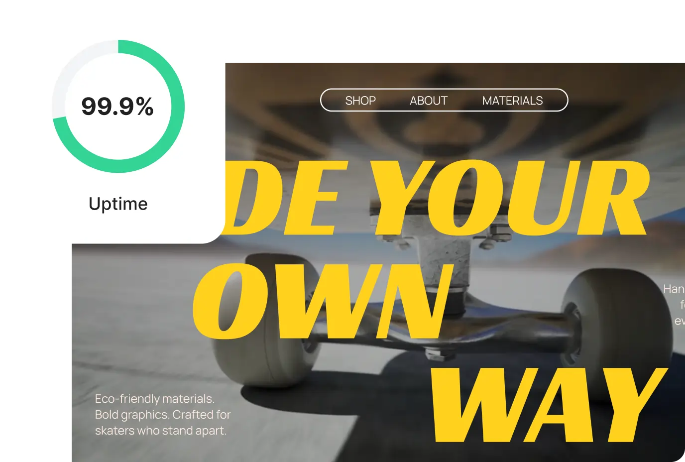 Client skateboard store kept online by SiteGround\'s 99.9% uptime guarantee