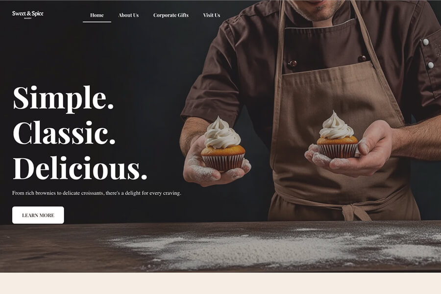 Layout del sito web di un'attività di panetteria: sezione 