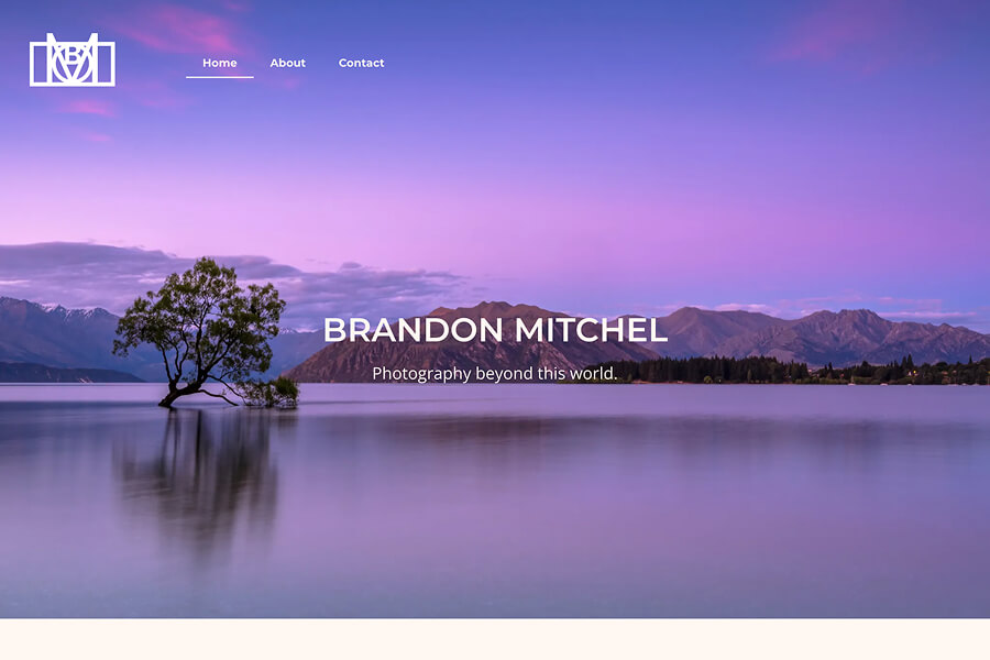 Layout del sito web di un portfolio fotografico: sezione 
