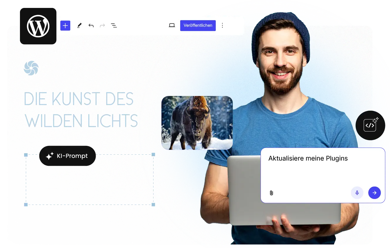 Von KI verwaltetes WordPress mit sofortiger Einrichtung und Live-Support