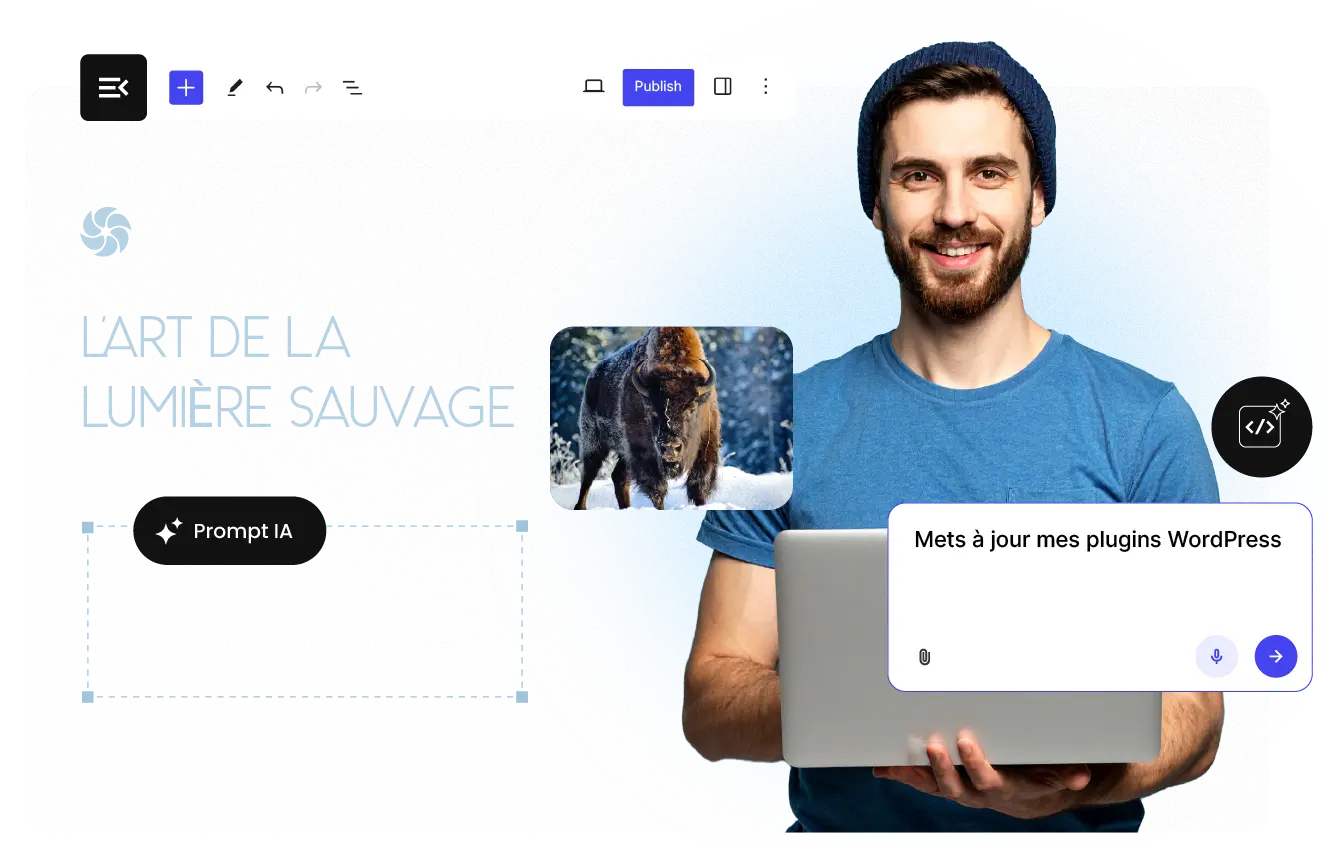 WordPress infogéré par IA avec configuration instantanée et support client en direct