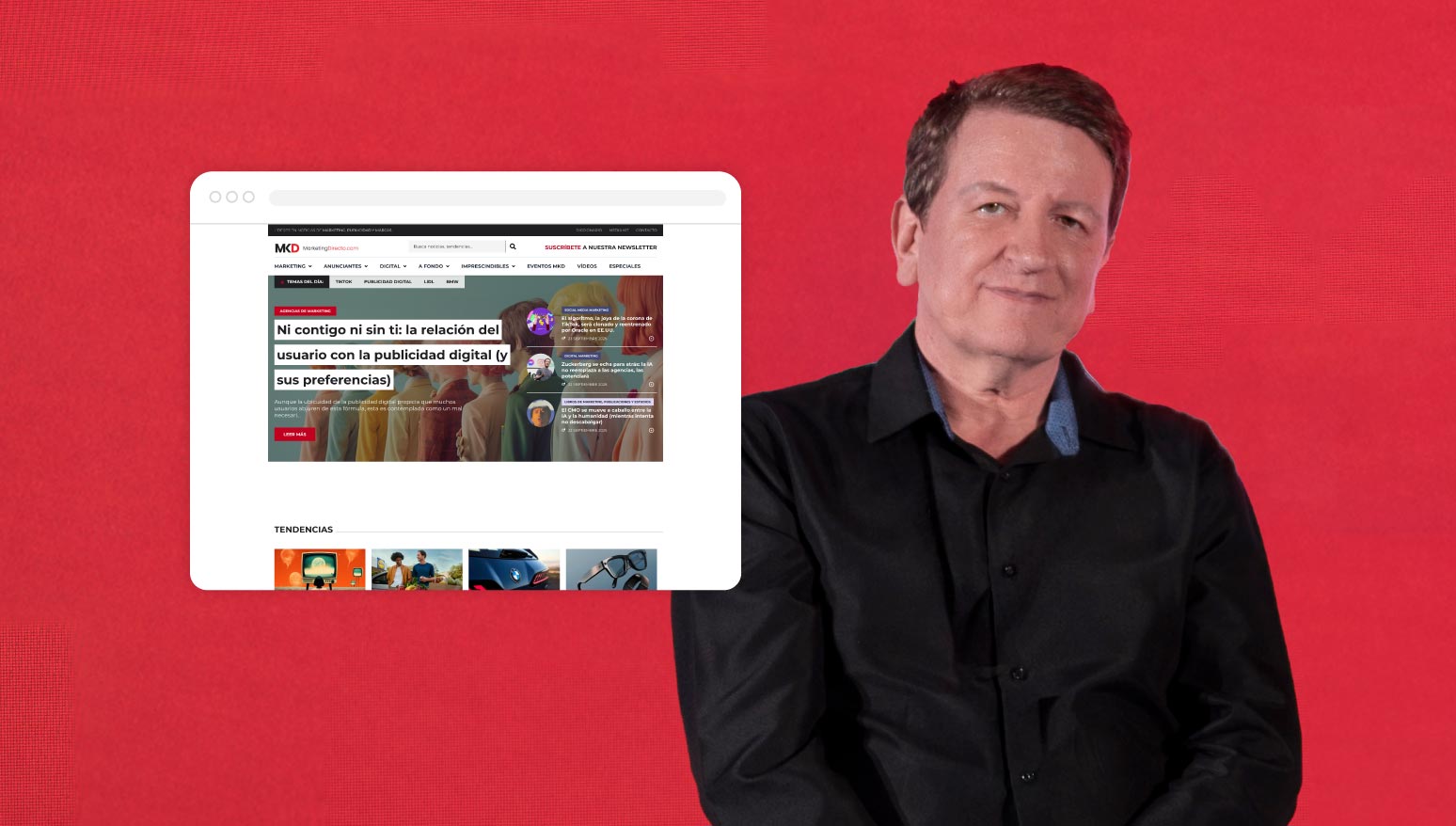 Miniatura de YouTube que presenta a Javier Piedrahita, fundador de Marketing Directo, promocionando casos de éxito de clientes de SiteGround. La imagen muestra a un hombre vistiendo una camisa negra sobre un fondo degradado azul, con el logotipo de SiteGround y el logotipo rojo de Marketing Directo mostrados.